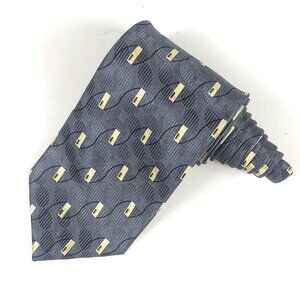 Jhane Barnes Signature Grey geometric necktie Made in Japan Silk Tie
